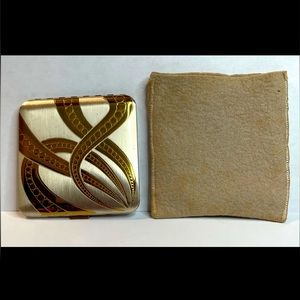 Vintage Dorset Rex Fifth Avenue Silver And Gold Compact With Pad Used